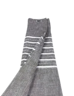 Tenda Lara Grigia a Righe - Stile Moderno - Poliestere Semitrasparente - Con Anelli in Acciaio - 140x300 cm