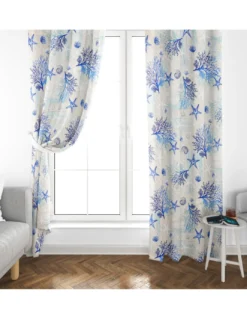 TENDA loneta mare MARINO coralli BLU cm. 150x280 MADE IN ITALY