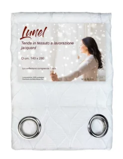 TENDA LUNEL in tinta unita BIANCO cm. 140X280 COPRENTE confezionata
