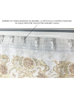 TENDA lusso VERSUS teste di leone cm.160X300 confezionata MADE in ITALY misto lino