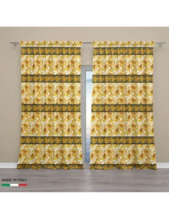 TENDA lusso VERSUS teste di leone cm.160X300 confezionata MADE in ITALY misto lino