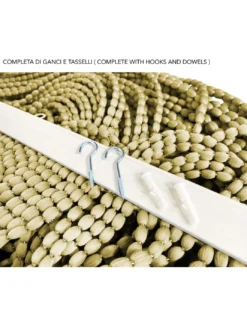 TENDA Mariel © SOFFICE a PERLINE in Stoffa Morbida Anti insetti antirumore a Fili BEIGE