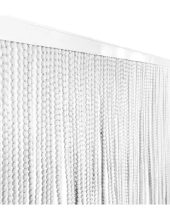 TENDA Mariel © SOFFICE a PERLINE in Stoffa Morbida Anti insetti antirumore a Fili BIANCO GHIACCIO