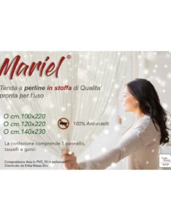 TENDA Mariel © SOFFICE a PERLINE in Stoffa Morbida Anti insetti antirumore a Fili NERO