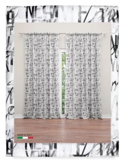 TENDA moderna SCRITTE cm.160X300 confezionata MADE in ITALY misto lino