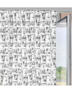 TENDA moderna SCRITTE cm.160X300 confezionata MADE in ITALY misto lino