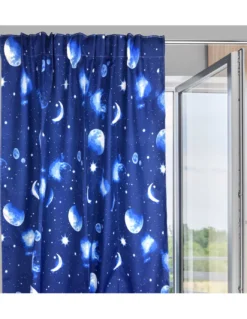 TENDA MOON LUNA LUNARE PIANETI BLU CM. 140X280 MADE IN ITALY