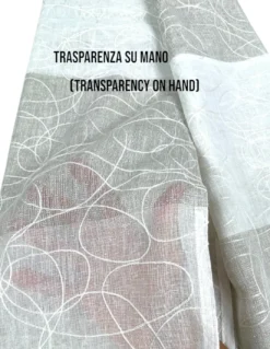 Tenda Nettuno Ricamata a Righe 140x300 cm Beige con Lurex- Stile Moderno - Poliestere Semitrasparente con Anelli​