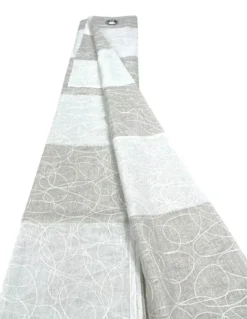 Tenda Nettuno Ricamata a Righe 140x300 cm Beige con Lurex- Stile Moderno - Poliestere Semitrasparente con Anelli​