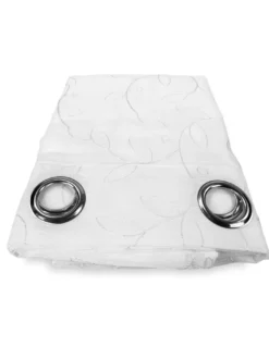 TENDA NOEMI ricamo MODERNO FOGLIA bianco cm. 140x290