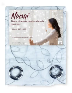 TENDA NOEMI ricamo MODERNO FOGLIA grigio cm. 140x290