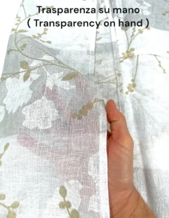 Tenda Olinka con Fiori e Lurex - 140x300 cm Beige - Semitrasparente Poliestere - Fettuccia Universale