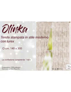Tenda Olinka con Fiori e Lurex - 140x300 cm Beige - Semitrasparente Poliestere - Fettuccia Universale