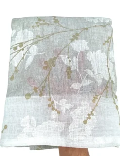 Tenda Olinka con Fiori e Lurex - 140x300 cm Beige - Semitrasparente Poliestere - Fettuccia Universale