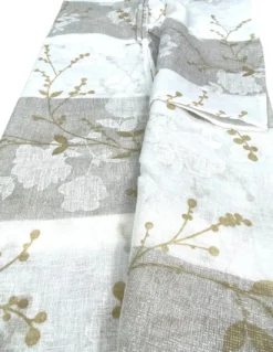 Tenda Olinka con Fiori e Lurex - 140x300 cm Beige - Semitrasparente Poliestere - Fettuccia Universale