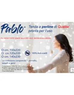 TENDA PABLO © a PERLINE anti insetti MARRONE in PVC antirumore con asta in METALLO
