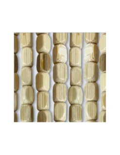 Tenda Perline Legno Beige Handmade Natura - Fili Bamboo 100% Naturale - Asta Nera - Uso Interno - Decorazione Porta e Divisorio