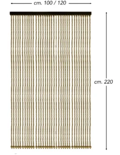 Tenda Perline Legno Beige Handmade Natura - Fili Bamboo 100% Naturale - Asta Nera - Uso Interno - Decorazione Porta e Divisorio