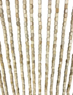 Tenda Perline Legno Beige Handmade Natura - Fili Bamboo 100% Naturale - Asta Nera - Uso Interno - Decorazione Porta e Divisorio