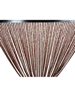 Tenda Perline Legno Marrone Handmade Natura - Fili Bamboo 100% Naturale - Asta Nera - Uso Interno - Decorazione Porta