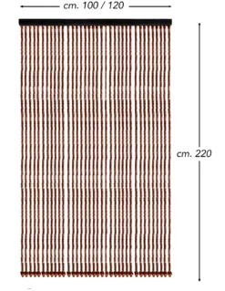 Tenda Perline Legno Marrone Handmade Natura - Fili Bamboo 100% Naturale - Asta Nera - Uso Interno - Decorazione Porta