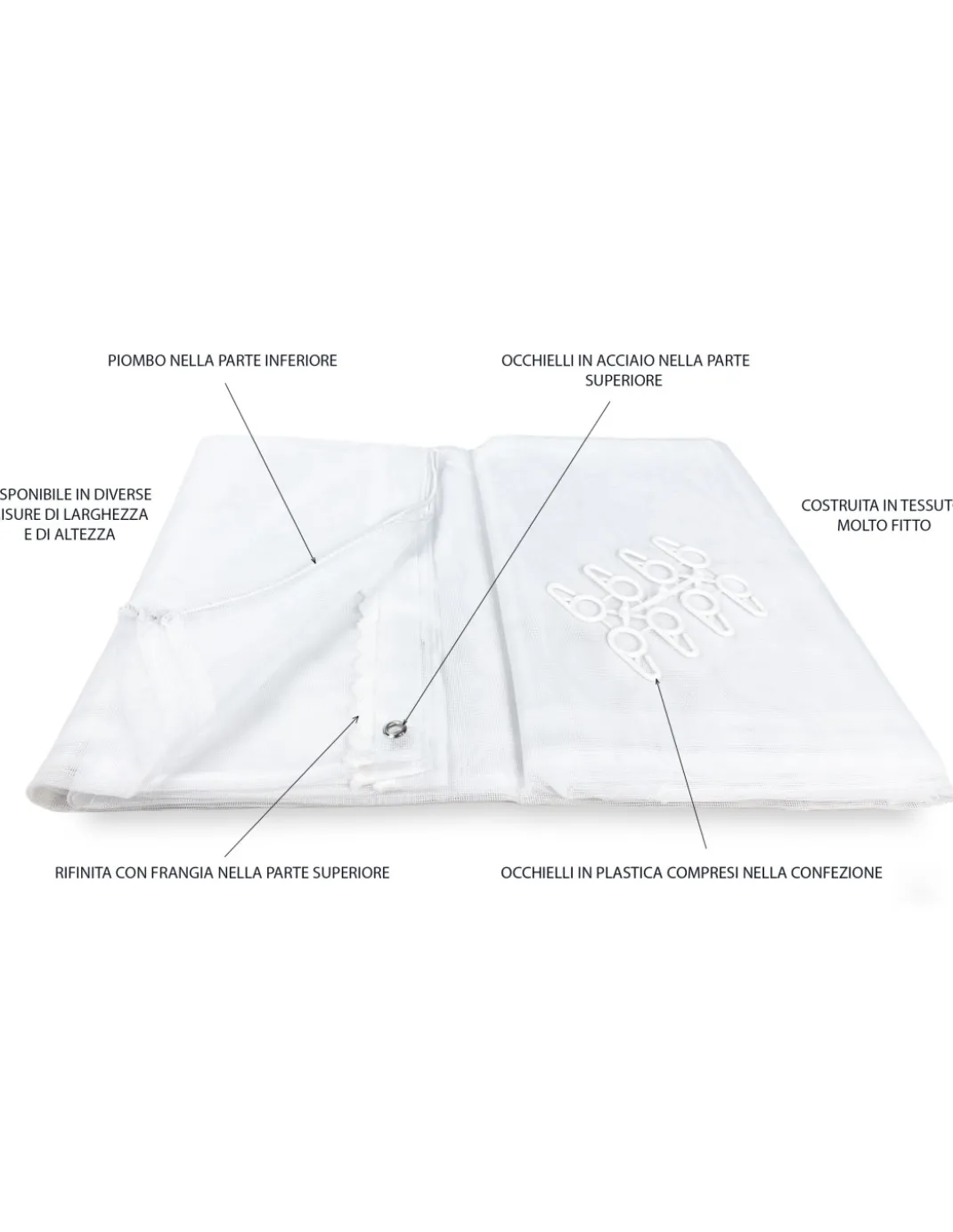 TENDA rete ZANZARIERA MARQUISETTE da esterno piombata in 8 misure diverse unito BIANCO