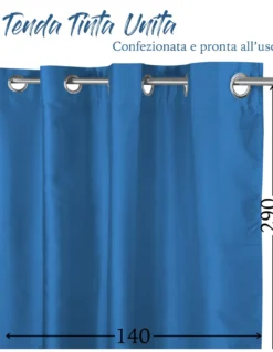TENDA SHAY in tinta unita AZZURRO AVIO cm.140X290 CONFEZIONATA