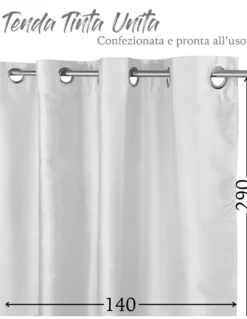 TENDA SHAY in tinta unita BIANCO cm. 140X290 CONFEZIONATA