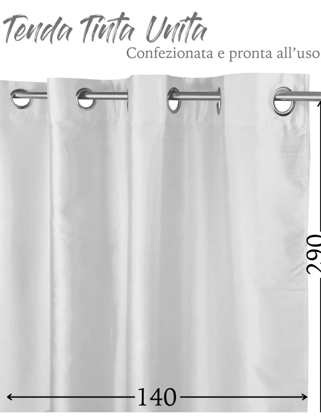 TENDA SHAY in tinta unita BIANCO cm. 140X290 CONFEZIONATA