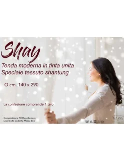 TENDA SHAY in tinta unita GRIGIO PERLA cm. 140X290 CONFEZIONATA