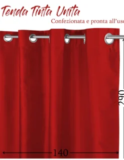 TENDA SHAY in tinta unita ROSSO BORDEAUX cm. 140X290 CONFEZIONATA