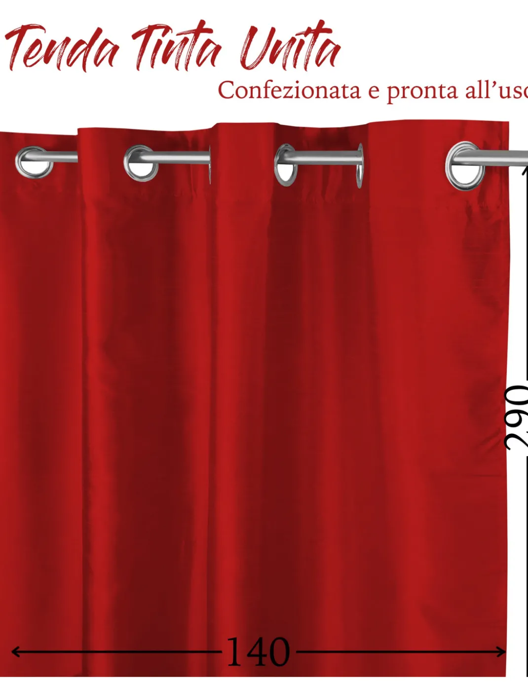 TENDA SHAY in tinta unita ROSSO BORDEAUX cm. 140X290 CONFEZIONATA