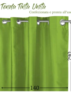 TENDA SHAY in tinta unita VERDE cm. 140X290 CONFEZIONATA
