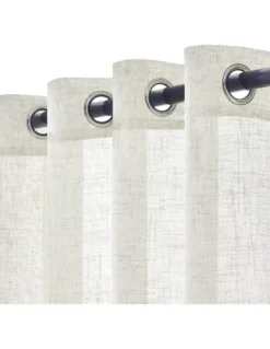Tenda Simply Effetto Lino 140x300 cm Beige - Tinta Unita Semitrasparente - Poliestere con Anelli - Stile Moderno