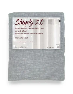 Tenda Simply 2.0 Grigia - 200x300 cm Effetto Lino - con Fettuccia per Bastoni o Binari - Tinta Unita Elegante