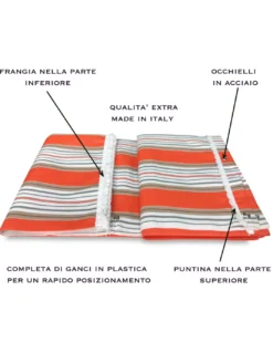 TENDA Sole da ESTERNO Giardino BALCONE Righino ARANCIO Confezionata