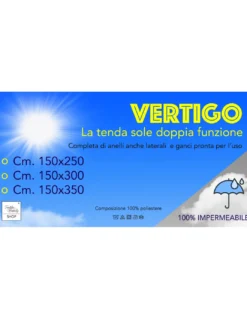 TENDA SOLE VERTIGO da esterno GIARDINO balcone BIANCO UNITO impermeabile e idrorepellente