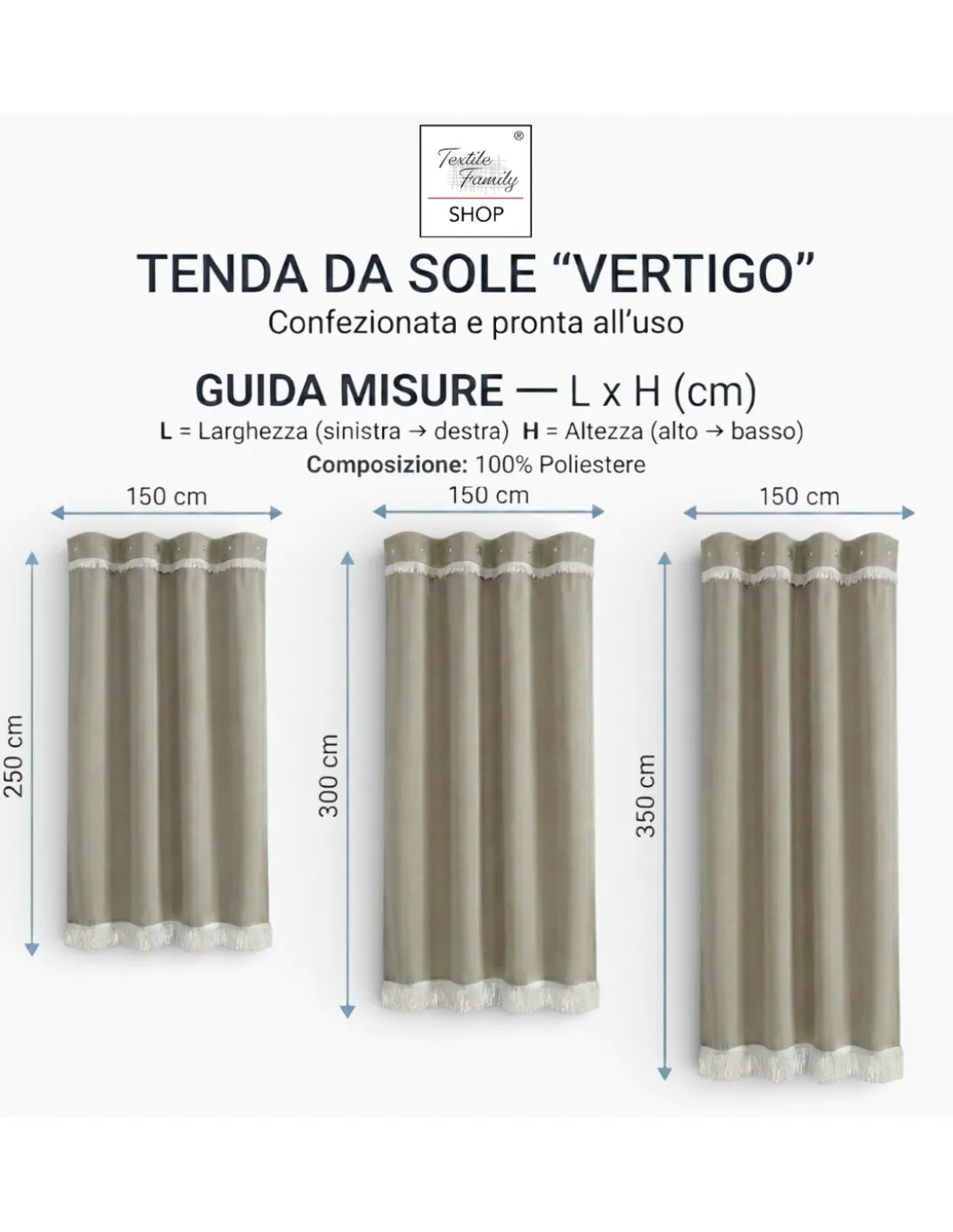 TENDA SOLE VERTIGO da esterno GIARDINO balcone RIGONE VERDE impermeabile e idrorepellente