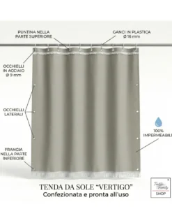 TENDA SOLE VERTIGO da esterno GIARDINO balcone RIGONE MARRONE impermeabile e idrorepellente