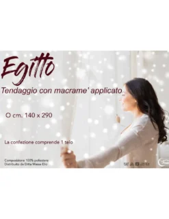 TENDA tendaggio EGITTO con PIZZO macramè bianco cm. 140x290