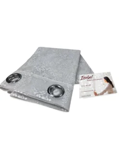 TENDA tendaggio ISABEL grigio cm. 140X280 CONFEZIONATA in PIZZO jacquard