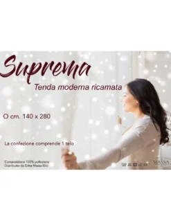 TENDA TENDAGGIO SUPREMA rigata e RICAMATA CM. 140X280 CONFEZIONATA