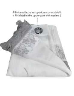 TENDA tendone PIZZO MACRAMÈ FIORE grigio CM.140X280 confezionata