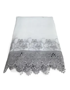 TENDA tendone PIZZO MACRAMÈ FIORE grigio CM.140X280 confezionata