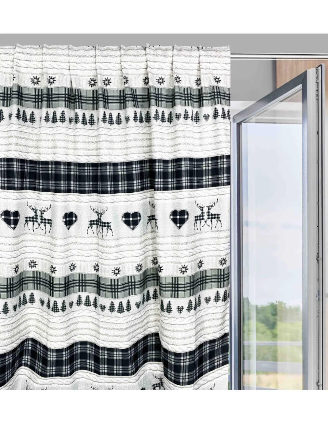 TENDA TIROLESE COASSOLO GRIGIO in stile montanaro CM. 150X280 made in italy