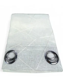 Tenda Yara Bianca Ricamata - Pannello Moderno 140x300 cm Poliestere - Effetto Lino, Trasparente, Occhielli Metallo