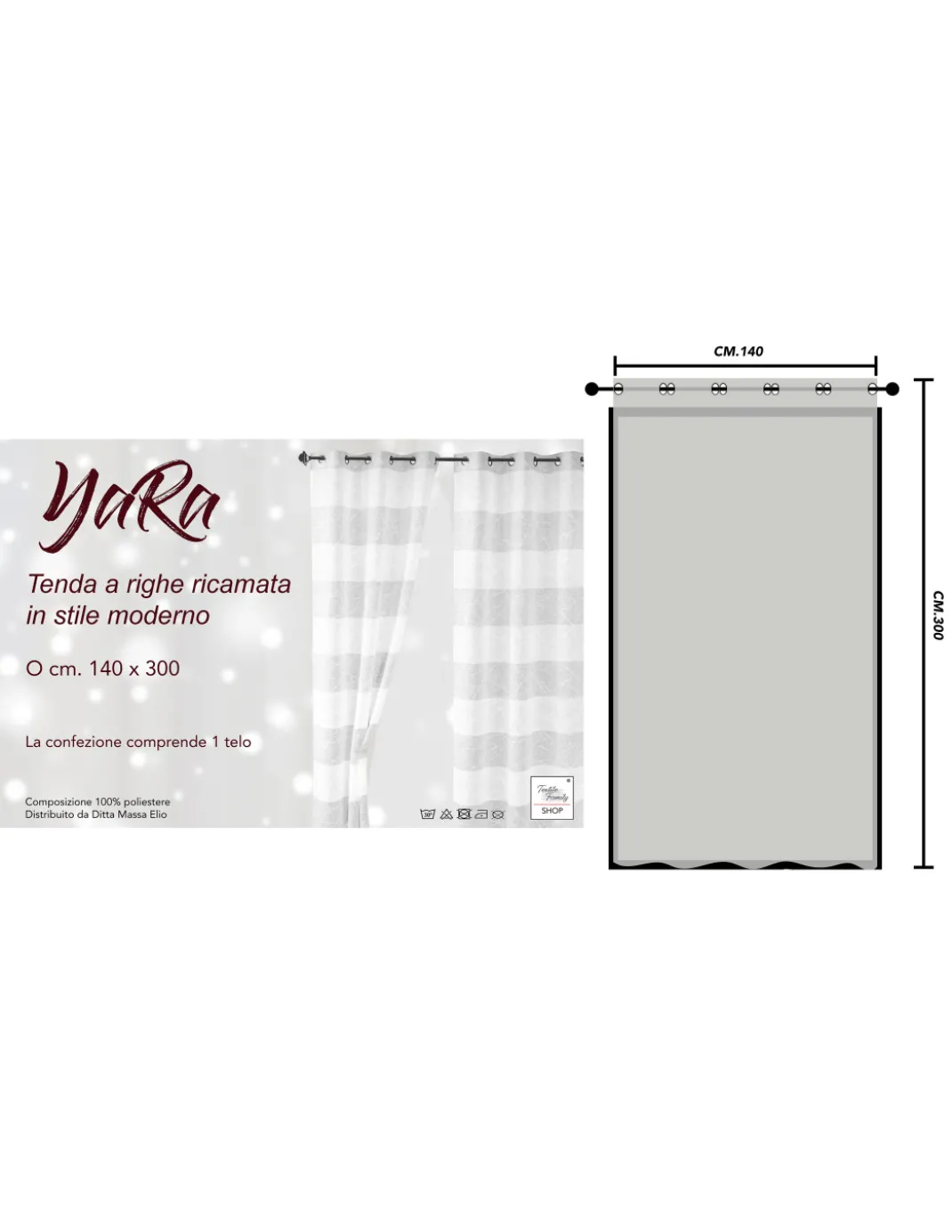 Tenda Yara Bianca Ricamata - Pannello Moderno 140x300 cm Poliestere - Effetto Lino, Trasparente, Occhielli Metallo