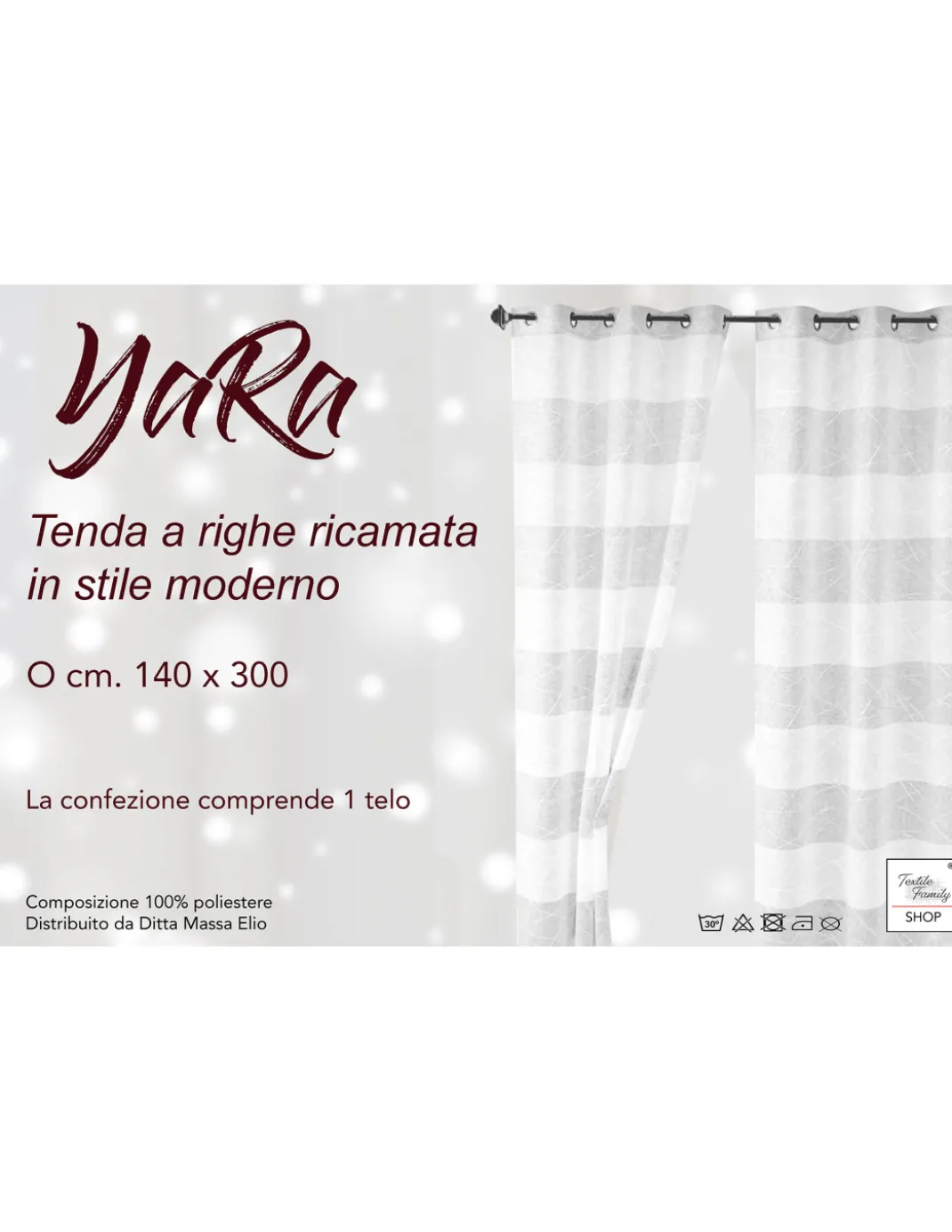 Tenda Yara Bianca Ricamata - Pannello Moderno 140x300 cm Poliestere - Effetto Lino, Trasparente, Occhielli Metallo