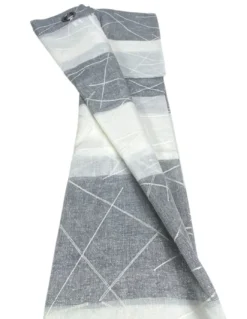 Tenda Yara Grigia Ricamata - Pannello Moderno 140x300 cm Poliestere - Effetto Lino, Trasparente, Occhielli Metallo