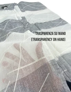 Tenda Yara Grigia Ricamata - Pannello Moderno 140x300 cm Poliestere - Effetto Lino, Trasparente, Occhielli Metallo